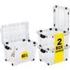 AKITAInk Box Contenitore con Ruote e Coperchio Magic4Up, Scatola Portaoggetti in Polipropilene Resistente 4 Aperture, Varie Capacità e Colori, 1 o 2 Pezzi, Made in Italy (2, Trasparente, 60 L)