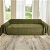 OstepDecor Copridivano a righe verticali | 180 x 260 cm, Verde oliva, copridivano decorativo per divano, poltrona e letto, facile da stendere