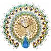 Futchoy Orologio da parete moderno con pavone, grande orologio da parete 3D, senza ticchettio, in metallo, accessorio decorativo da parete
