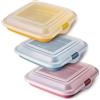 PracticDomus Porta sandwich e cibo ideale Pranzo o spuntino. Riutilizzabile, senza BPA e impilabile in frigorifero. Dimensioni: 14 x 14 x 3,6 cm (3 x assortito)