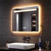 SONNI Specchio da bagno con illuminazione 80 x 60 cm, specchio LED con interruttore touch e funzione di memoria, 3 colori di luce regolabili, dimmerabile, senza appannamento, presa