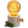 MIJOMA Lampada da tavolo a LED con lampadina, luce d'atmosfera con base in cemento, funzionamento a batteria, luce decorativa per interni, 8,5 x 16 cm, luce bianca calda (albero di abete)
