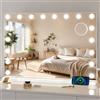 Tuocal Hollywood - Specchio da toeletta con illuminazione, 80 x 60 cm, 18 lampadine dimmerabili e 3 modalità di colore, specchio da trucco con illuminazione, ingrandimento 10x, controllo touch con USB