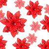 Geosar 36 Pezzi Fiori di Poinsettia Artificiali Glitter di Natale Decorazioni di Fiori Poinsettia Matrimonio Ornamenti dell'Albero di Natale con Clips, 6 Pollici, 4 Pollici, 3 Pollici (Rosso)
