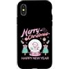 Pink Preppy Christmas Coquette Studio Custodia per iPhone X/XS Pink Preppy Christmas Snow Globe Pupazzo di neve Grafica