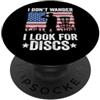 Disc Golf Gifts & Accessories For Men An I Don't Wander I Look For Disc American Flag Disc Golf PopSockets PopGrip Adesivo