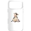 Simpatici Animali della Fattoria Fumetto Custodia per iPhone 17 Pro Max Simpatica Mucca a Fumetti Seduta con Latta di Latte