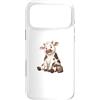 Simpatici Animali della Fattoria Fumetto Custodia per iPhone 17 Pro Max Simpatica Mucca a Fumetti Seduta con Campanaccio