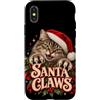 Christmas Season Custodia per iPhone X/XS Divertente gatto natalizio con artigli di Babbo Natale per amanti dei gatti