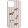 English Bulldog Pastel Art Custodia per iPhone 14 Bulldog Inglese Cuori e Strisce Lilla