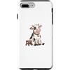 Simpatici Animali della Fattoria Fumetto Custodia per iPhone 7 Plus/8 Plus Simpatica Mucca a Fumetti con Sgabello da Mungitura