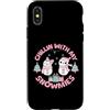 Natale Rosa Preppy Coquette Studio Custodia per iPhone X/XS Chillin With My Snowmies Natale Rosa Preppy Grafica