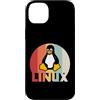 Funny Linux admin hacker nerd IT Geek gi Custodia per iPhone 14 Plus Linux Penguin Programmer Tux Nerd Retro Design