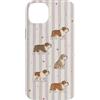 English Bulldog Pastel Art Custodia per iPhone 14 Plus Bulldog Inglese Cuori e Strisce Lilla