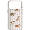 English Bulldog Pastel Art Custodia per iPhone 17 Pro Bulldog Inglese Cuori e Strisce Lilla