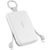 RORRY CharmGo - Power Bank da 10000 mAh, PD 30 W, ricarica rapida, caricabatterie portatile con cavi integrati e portachiavi, batteria esterna portatile per iPhone 17/16/15, bianco