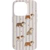 English Bulldog Pastel Art Custodia per iPhone 14 Pro Bulldog Inglese Cuori e Strisce Lilla