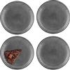 TREND FOR HOME Servizio Piatti 4 Persone Set Piatti Piani in Vetro Servizio di Piatti Colorati da Dessert per Insalata Antipasti Frutta Contorni Spuntini, Ø 17.4 cm, Design Geometrico, Alisse Smoky