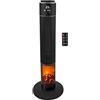 BEPER P203TER001 Termoventilatore Ceramico a Colonna con Telecomando, Timer e Oscillazione Automatica - Termoventilatore Basso Consumo con Luce LED ad Effetto Fiamma, Nero