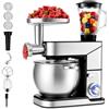 Royal Swiss Robot da Cucina 3 in 1 12L 2000W con Tritacarne e Frullatore in Vetro 1,5L, Impastatrice Planetaria con Movimento Planetario, 6 Velocità + Pulse, Ciotola Inox XXL, Argento