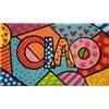 Baroni Home Zerbino da Esterno Ingresso Casa in Cocco Dipinto a Mano in Stile Siciliano 70x40 cm Facile da Pulire e Super Resistente, CIAO