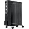 VonHaus Radiatore a Olio Elettrico 11 Elementi, Stufa ad Olio Portatile da 2500W per Casa, Ufficio, Stanze - Timer 24h, Termostato Regolabile, 3 Livelli di Calore, 4 Ruote, Cavo da 1,5 m
