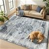 WUTONG Tappeto Orientale Vintage Blu 60x90 cm, Lavabile in Lavatrice | Antiscivolo, Pelo Corto Soffice, Ideale per Scesa Letto, Corridoio e Ingresso