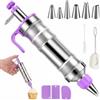 Generisch LUBEWISE - Set di siringhe per torte, in acciaio inox, siringa per panna con 6 beccucci da pasticceria, set per decorare torte, cupcake, torte, pasticceria (viola)
