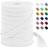 LEREATI Fettuccia Cotone 12mm x 50m Nastri in Sbieco di Cotone, Nastri in Sbieco per Cucito, Bordare, Rilegature, Sartoria, Grembiuli, Fai da Te (Bianco)