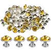 QUARKZMAN 60 Set Rivetti Cavi Strass, 9mm Piedini per Borse Cristallo Stud Borchie Rapido a Doppio Tappo per Artigianato Pelle Fai Da Te Tessuto Abbigliamento Cinture Borse, Oro