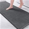 Exclusivo Mezcla Tappeto da bagno chenille, assorbente e morbido, 60x180 cm | Asciugatura rapida, Lavabile in lavatrice, Morbido, Confortevole, Doccia, Cucina, Soggiorno, Decorazione, Grigio Scuro