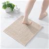 Homaxy Tappeto da bagno in ciniglia antiscivolo, 43 x 43 cm | Tappetino da bagno assorbente, lavabile in lavatrice, durevole, morbido e confortevole, beige