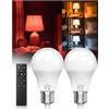 TobeBright Lampadine Telecomando LED E27 Dimmerabili Lampadina Luce Rossa | 4 Colori Rosso-Ambra-4000K-6000K, Funzione Timer, Lampadina LED E27 A60 de Basso Consumo 7W (2 Lampadine+1 Telecomando)