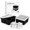 iyes.top Stampo Ghiaccio Grande per Cubetti Ghiaccio Grandi, Vassoio Silicone con Coperchi, Cubetti Quadrati Grandi 5 cm Ideale per Whiskey, Cocktail, Caffè e Bevande, Design Rilascio Singolo, Confezione da 2