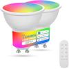 I-SHUNFA Lampadine GU10 RGBCW LED con Telecomando e Controllo APP,2 Pack | Dimmerabile Lampadina Bluetooth,AC 230V,2700K-6500K,Luminosità Regolabile 1%-100% 5W 450LM,con sincronizzazione musicale