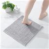 Homaxy Tappeto da bagno in ciniglia, antiscivolo, 43 x 43 cm | Tappetino da bagno assorbente, lavabile in lavatrice, durevole, morbido e confortevole, grigio chiaro