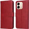 YUXING Cover per Oppo A6X 4G 5G/A6 4G 5G, Custodia a Libro in Pelle | Portafoglio, Blocco RFID, Porta Carte, Slot per Carte, Chiusura Magnetica, Supporto, Flip Case, Antiurto - Rosso