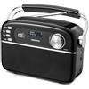 MEDION Radio solare portatile MEDION E66809 DAB Plus (design retrò, pannello solare, Bluetooth, DAB+ FM, batteria ricaricabile integrata, porta USB, AUX, spegnimento temporizzato, antenna telescopica) nera