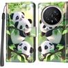 PHINIENLAND Cover per Honor Magic8 Pro custodia portafoglio Pandas | 3 scomparti carte, 1 tasca banconote, Chiusura magnetica, Supporto, Pelle PU flip cover per Honor Magic8 Pro