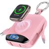 citicr Caricabatterie portatile Power Bank, 10000 mAh, 22,5 W, ricarica rapida con cavi integrati, portachiavi con display a LED, per Apple Watch Ultra 2/9/8/Ultra/7/6/SE, iPhone 16/15/14/13/12, rosa