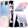 Nshkeji Cover per Samsung Galaxy Z Flip 4 Custodia con Mag-Safe Antiurto con Effetto Iridescente Opaca Retro Rigida PC Protezione Custodia Anti Graffio Cover per Samsung Galaxy Z Flip 4 Case