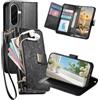 Fofvccv Custodia Portafoglio per Samsung Galaxy A57 HHY Nero | Fiori Custodia a Libro Portafoglio Antiurto in Pelle PU Flip Case con Cinturino da Polso Supporto per Samsung A57