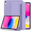 A-BEAUTY Custodia Compatibile con iPad (A16) 11a/10a Generazione (2025/2022) Antiurto in Morbido TPU Cover con Portapenne, Pellicola Protettiva, Auto Sonno/Veglia, Viola Chiaro