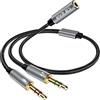 Yinyoo KBEAR KA01 - Splitter per cuffie, jack da 3,5 mm su due jack jack da 3,5 mm, adattatore per microfono audio, compatibile con cuffie da gioco, auricolari, altoparlanti, laptop, PS5/PS4