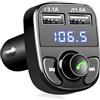 Shrandi LIVERO Trasmettitore FM, Bluetooth Wireless Car Adapter Kit con 2 porte USB Caricabatteria da auto Lettore MP3 Supporto TF Card & Disk