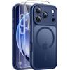 Qasyfanc Magnetica Cover per iPhone 17 Pro Max, Blu Scuro | Compatibile con MagSafe,con 2 Pezzi Vetro Temperato Pellicola, Cover Clear Slim Fit Antiurto Militare Antigiallo