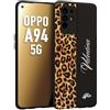 CUSTOMIZZA - Custodia cover nera morbida in tpu compatibile per Oppo A94 5G custom nome scritta leopardato maculato donna marrone leopard