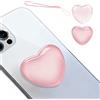 VQBKHO 2 Supporti universali per Smartphone a Forma di Cuore, Rosa e Rosa con Cuore in Cristallo sfumato in Vetro con Laccetto Supporto Adesivo Estensibile per smartphone e tablet
