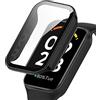 SeNool Custodia per Xiaomi Smart Band 8 Active/Redmi Smart Band 2, PC Cover Rigida con Vetro Temperato Protezione di Schermo, [Durezza 9H] Case per Xiaomi Smart Band 8 Active/Redmi Smart Band 2 - Nero