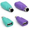 SEASJHBAY Set di 4 adattatori USB a PS2 per tastiera e mouse, Plug & Play Mini DIN 6 | Adattatore USB PS2 per PC retrò, cavo adattatore USB a PS2, collega tastiera e mouse, verde/viola.